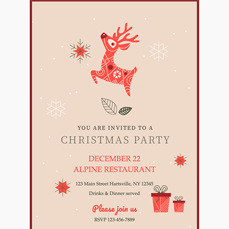 Reindeer Christmas Party Invite